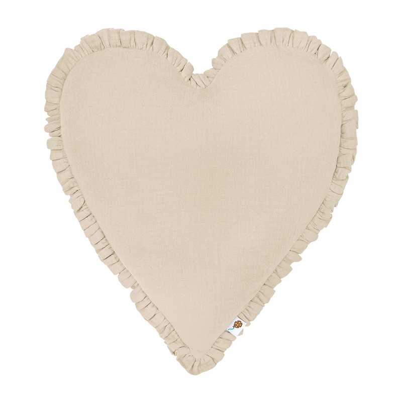 Kinderkissen &#039;Herz&#039; mit Rüschen beige 40cm