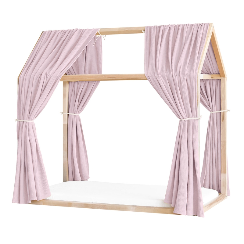 2er Set Hausbett-Himmel Musselin flieder