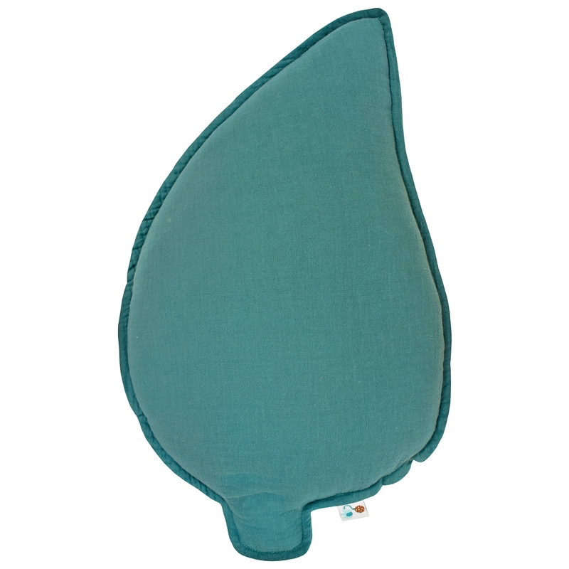 Kissen &#039;Blatt&#039; Musselin jade 50cm handmade