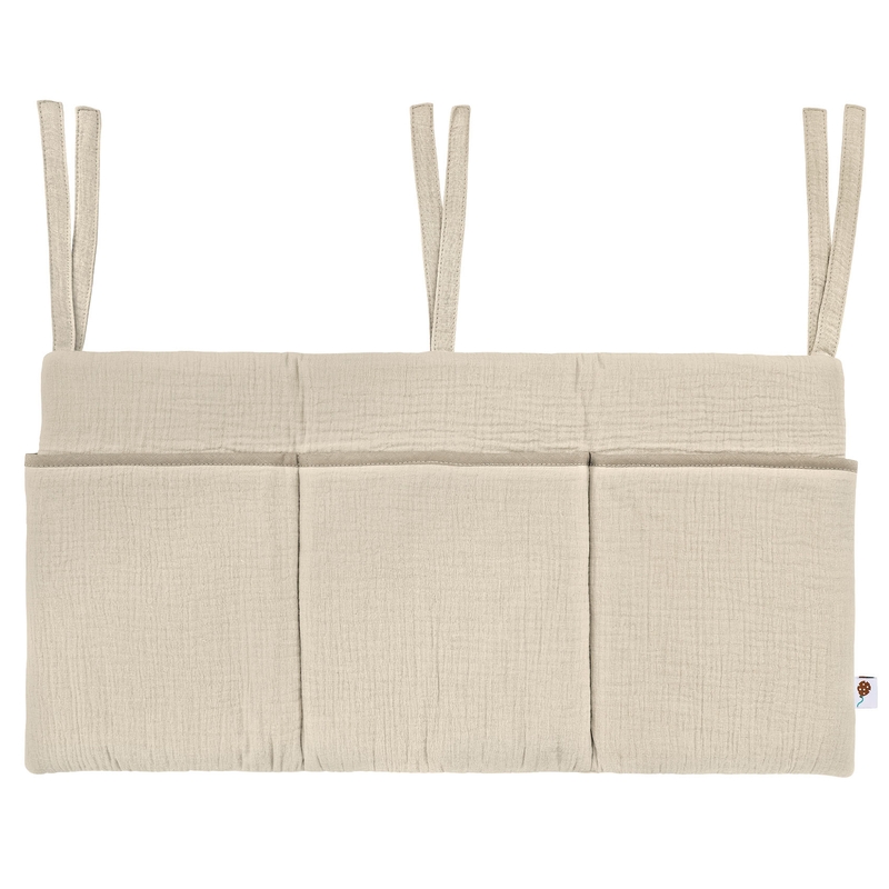 Bio Betttasche Musselin beige 60x30cm