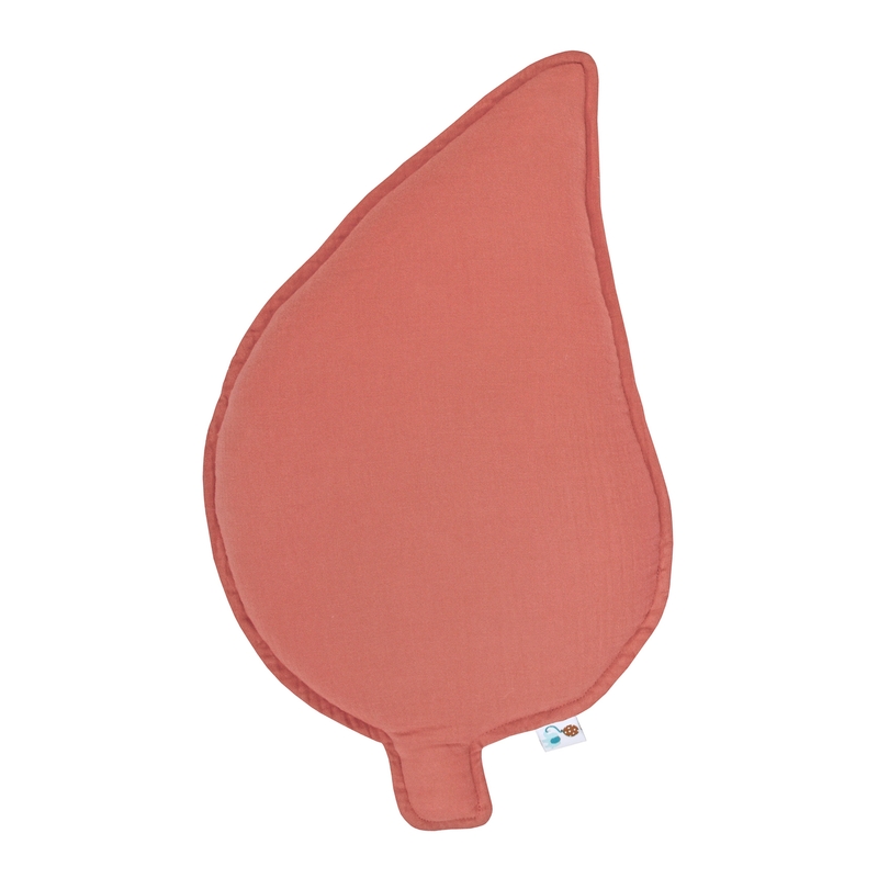 Bio Kissen &#039;Blatt&#039; Musselin terra 47cm handmade