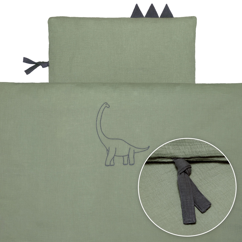 Bio Kinderbettwäsche &#039;Dino&#039; khaki 100x135cm