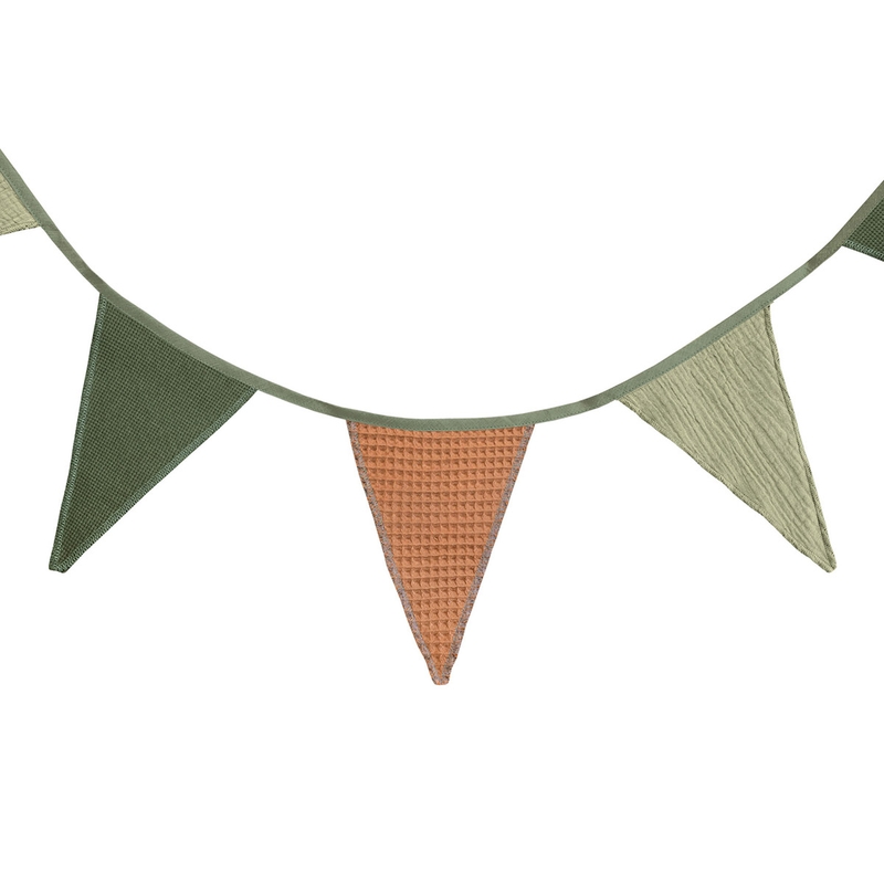 Wimpelkette Musselin/Piqué terra/grün 330cm