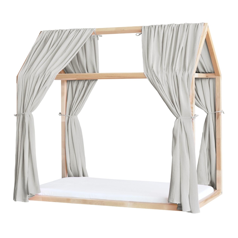 2er Set Bio Hausbett-Himmel Musselin hellgrau