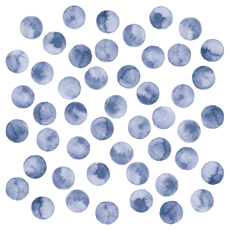 Wandsticker Aquarell Punkte jeansblau 47 St.