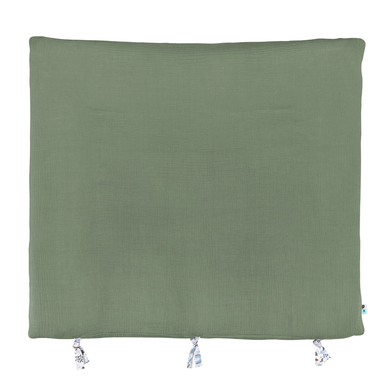 Wickelauflagenbezug Musselin khaki/weiß 85x75cm