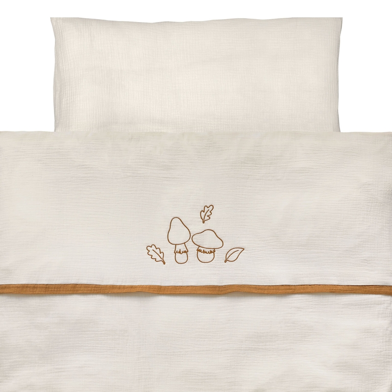 Bio Bettwäsche &#039;Wald&#039; Musselin bestickt creme 100x135cm