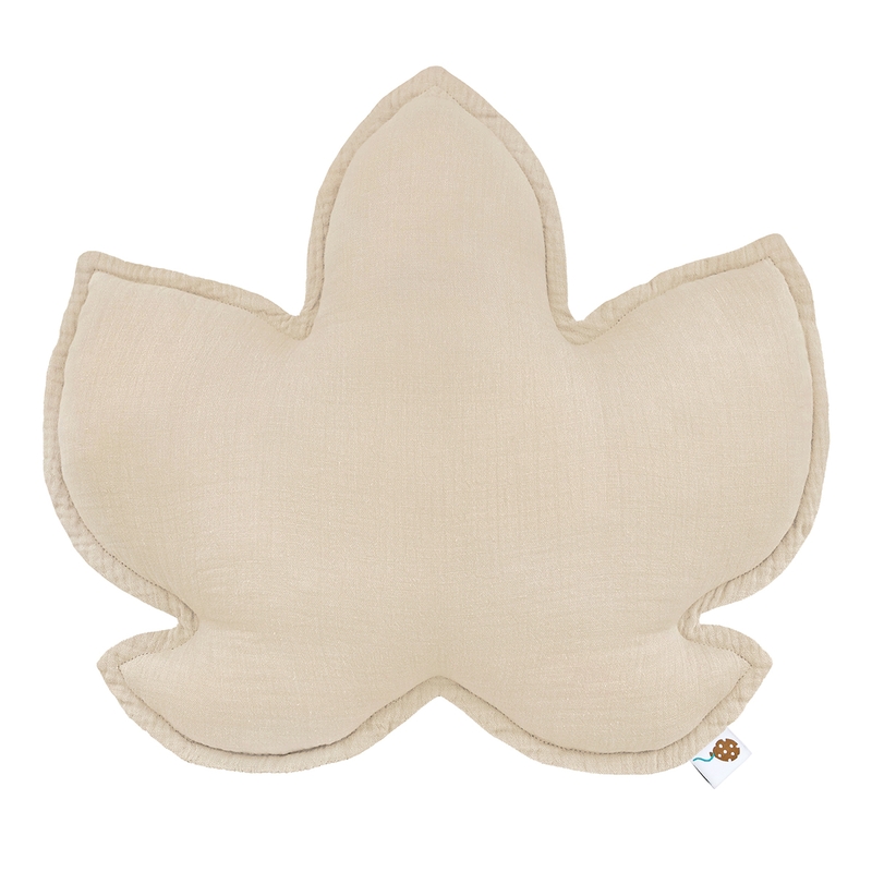 Kissen Blatt Musselin beige 40cm