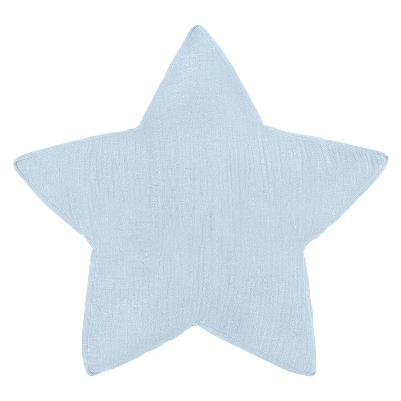 Kinderkissen &#039;Stern&#039; Musselin hellblau 30cm