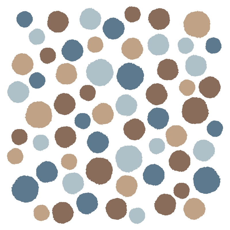 Wandsticker Punkte blau/beige 62 St.