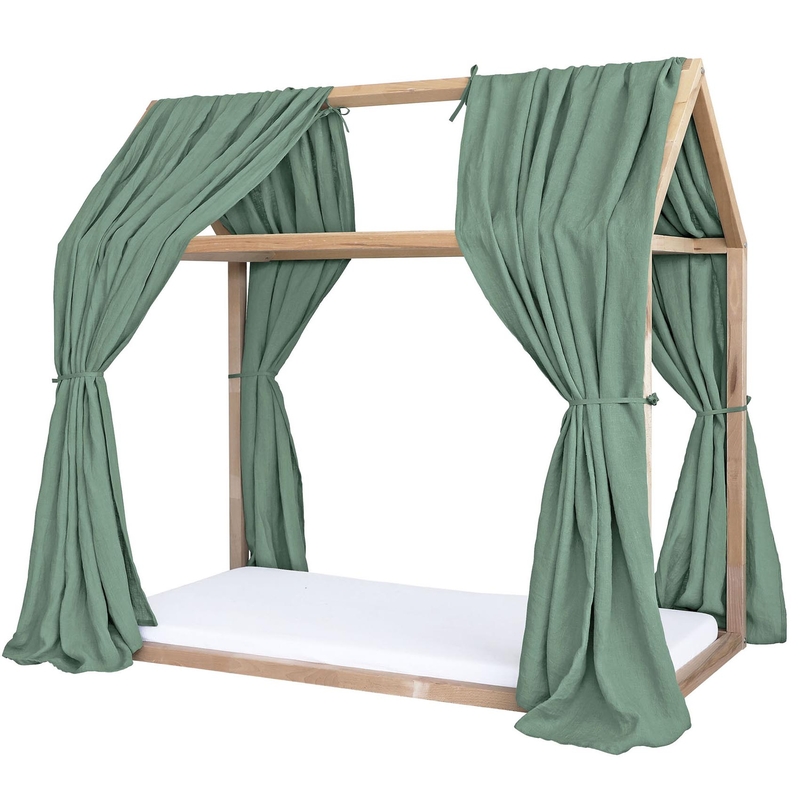 2er Set Leinen Hausbett-Himmel khaki recycelt